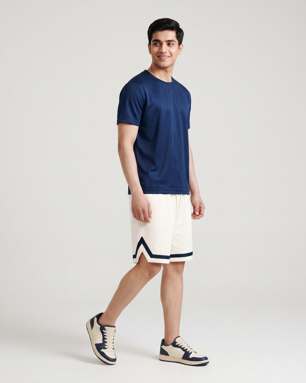 Classic White Contrast Stripe Shorts