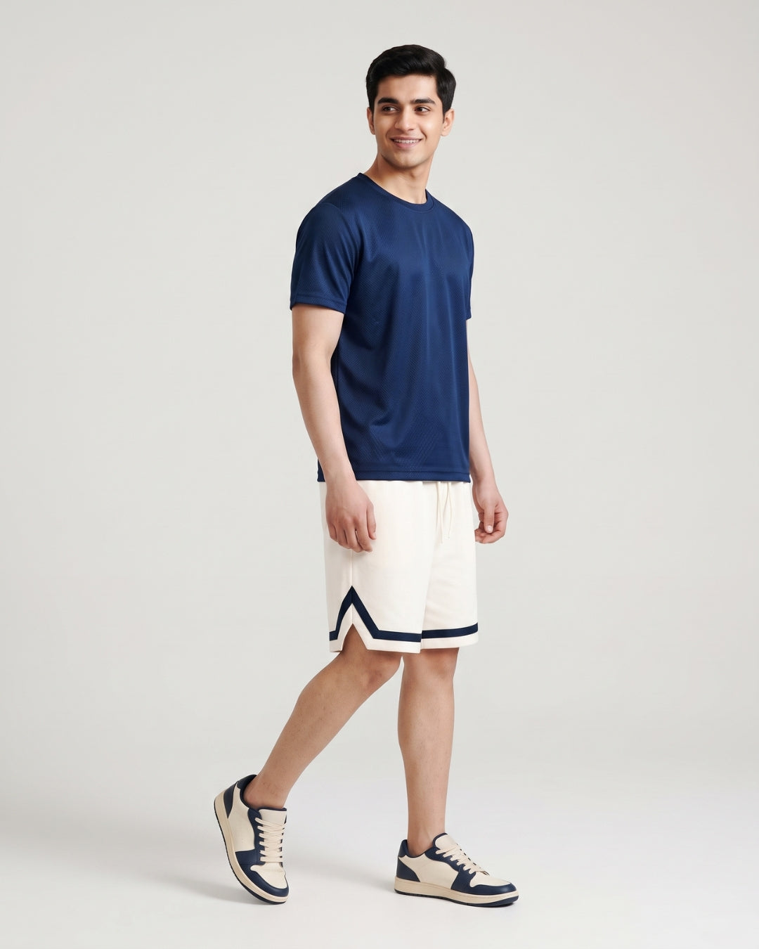 Classic White Contrast Stripe Shorts
