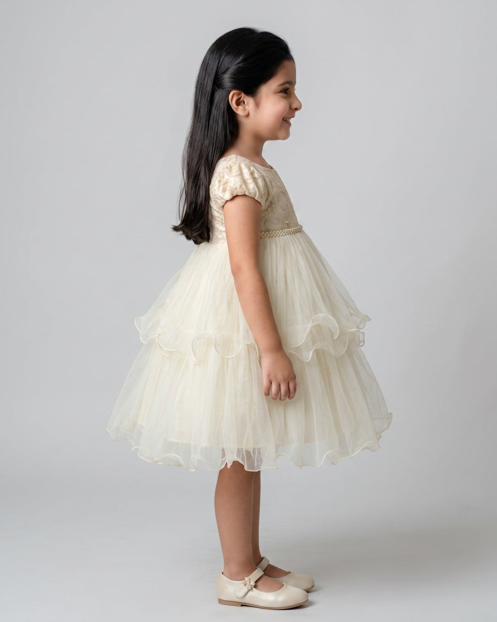 Girls' Pearl Waist Occasion Dress