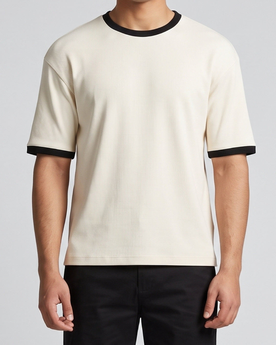 Classic Cream Contrast-Trim T-Shirt