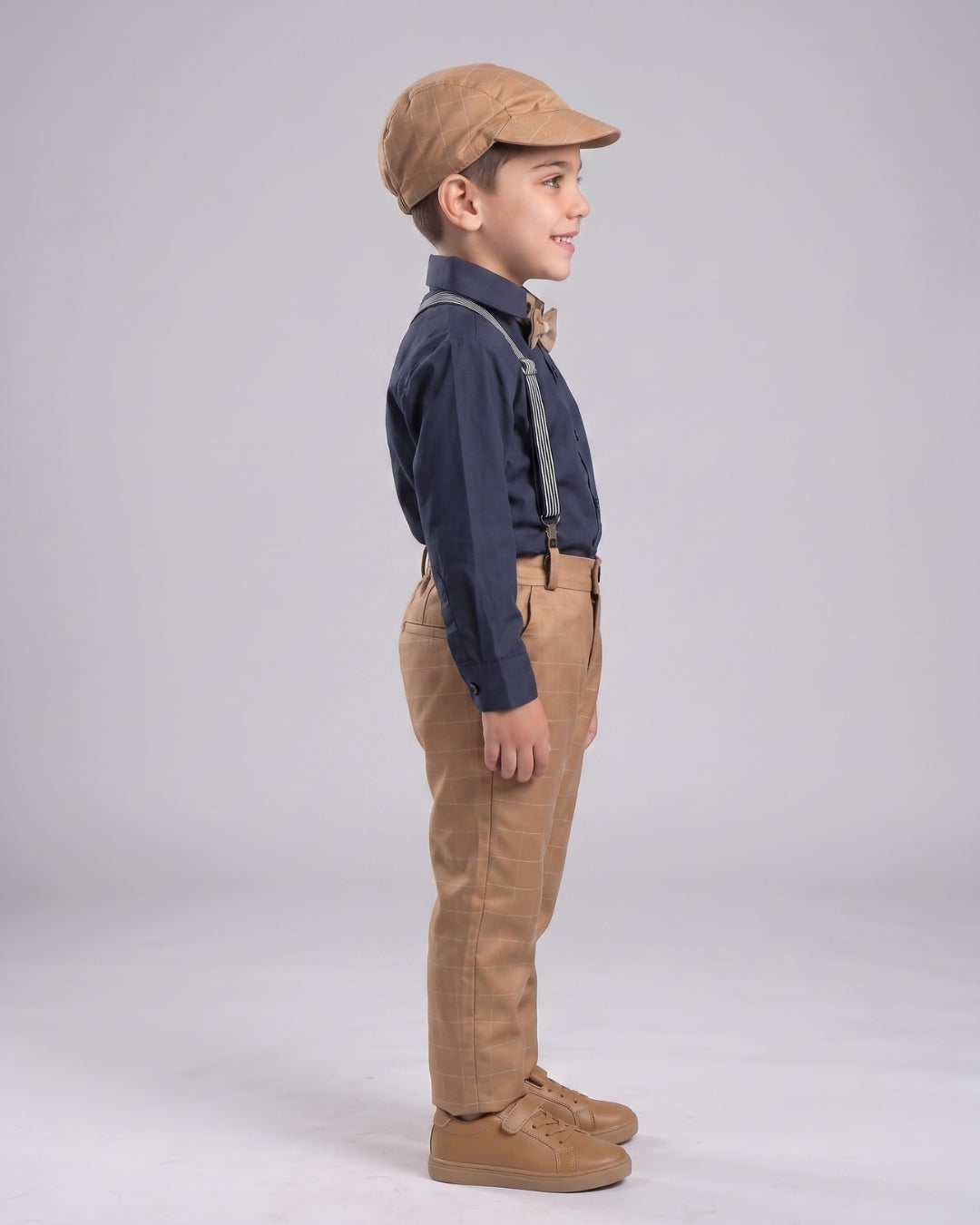 Kids Navy Shirt & Tan Trouser Outfit