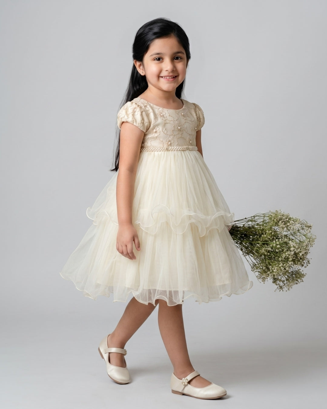 Girls' Pearl Waist Occasion Dress