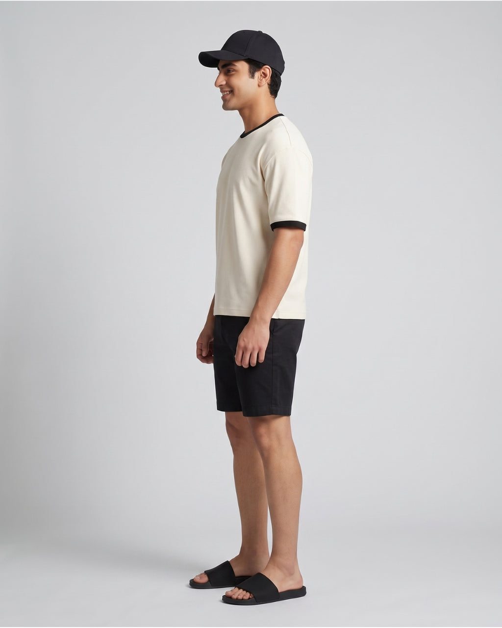 Classic Cream Contrast-Trim T-Shirt