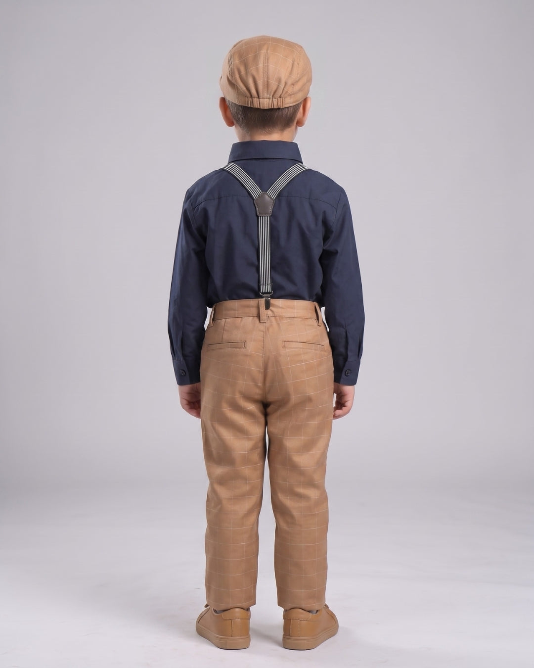 Kids Navy Shirt & Tan Trouser Outfit