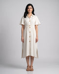 Button-Front Midi Shirt Dress