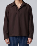 Relaxed Fit Dark Brown Pullover Shirt