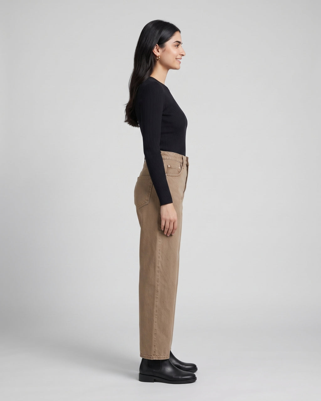 Classic Taupe Straight-Leg Denim
