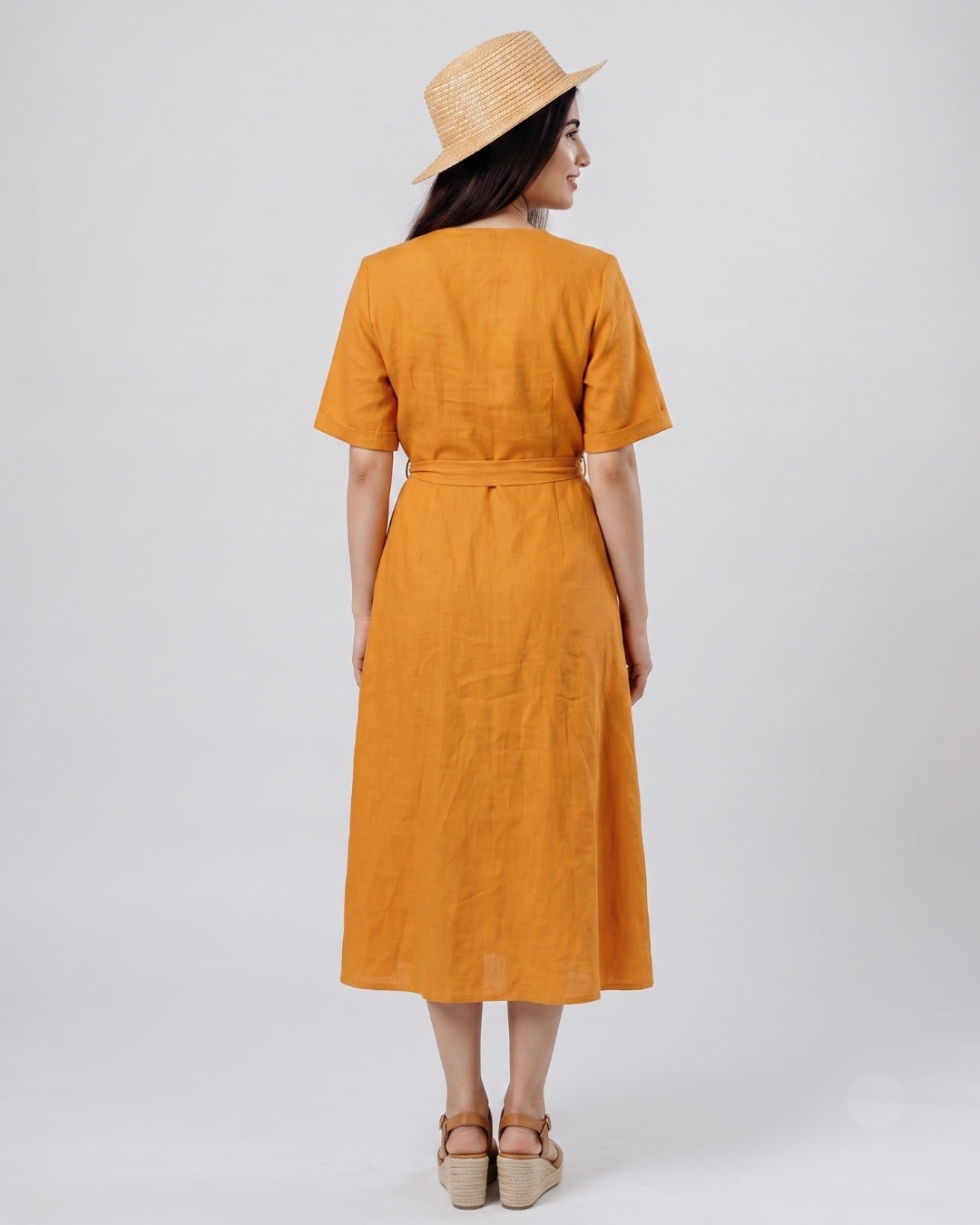 Short-Sleeve V-Neck Wrap Dress