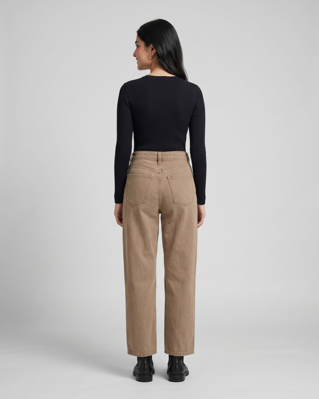 Classic Taupe Straight-Leg Denim