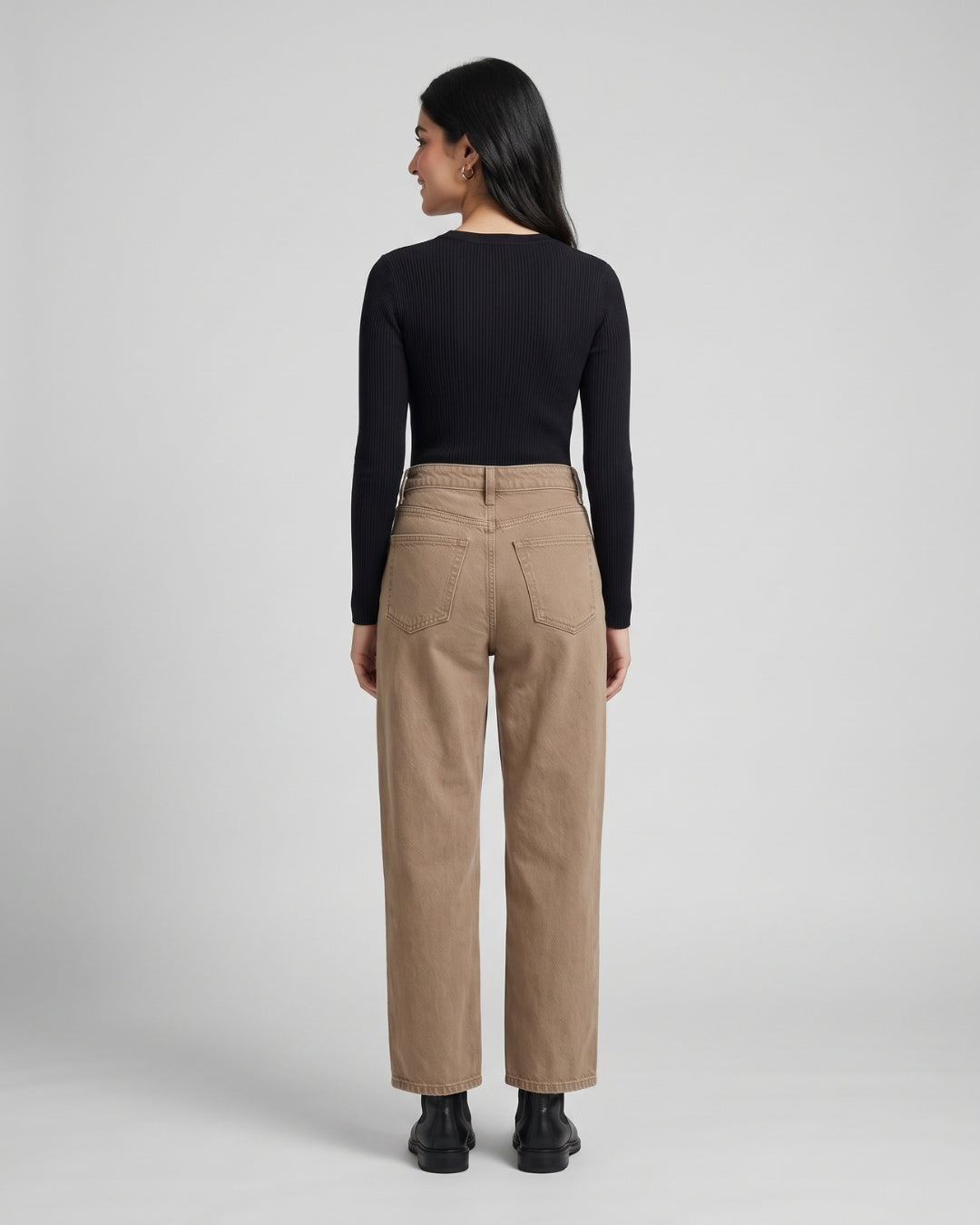 Classic Taupe Straight-Leg Denim