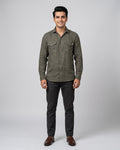 Textured Dual-Pocket Casual Shirt