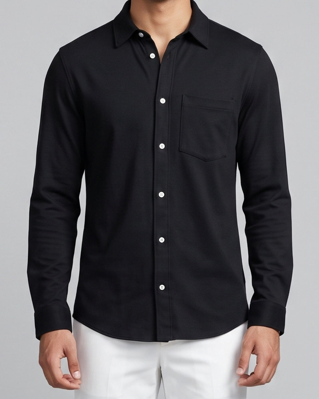 Relaxed Fit Black Button-Down Shirt