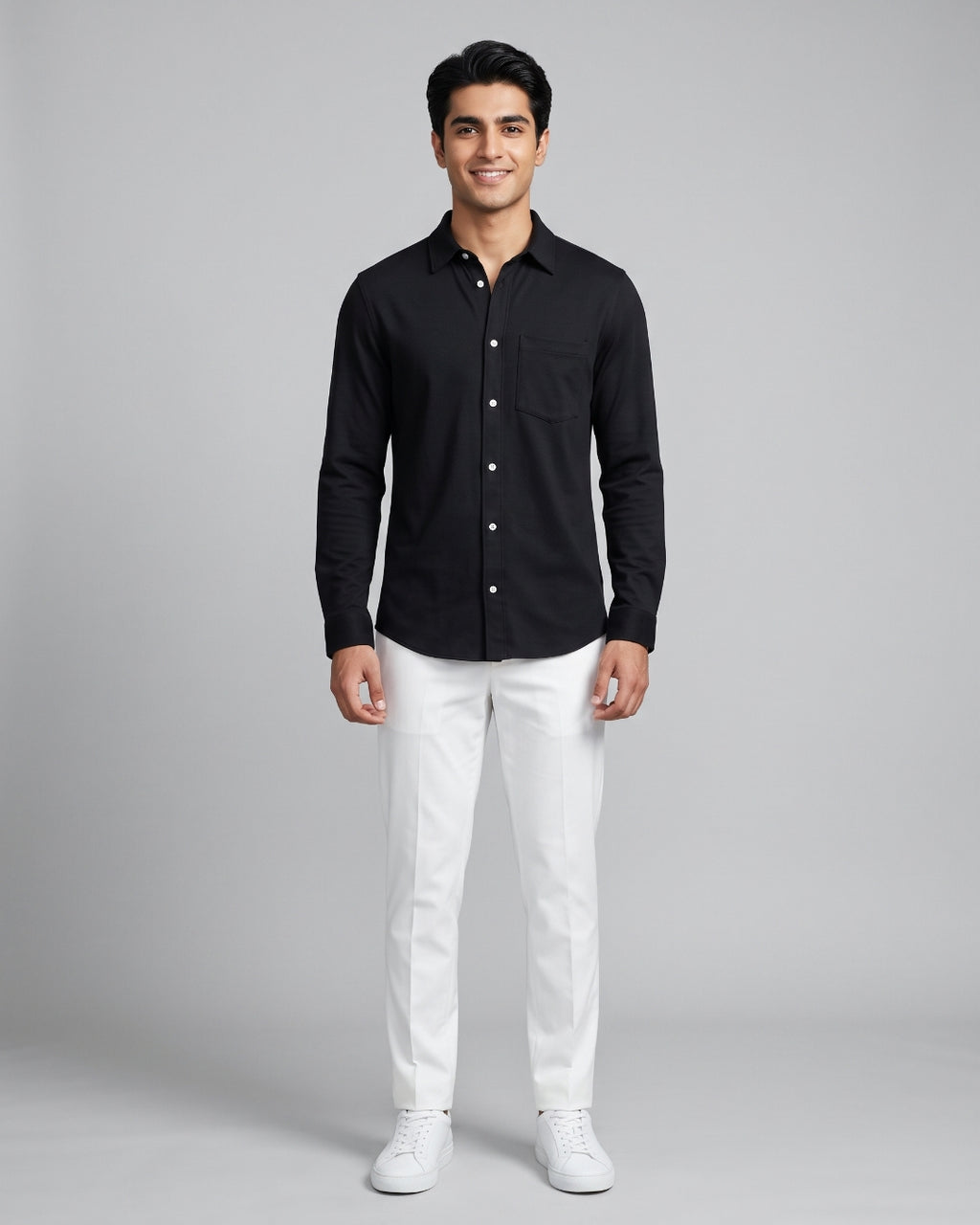 Relaxed Fit Black Button-Down Shirt