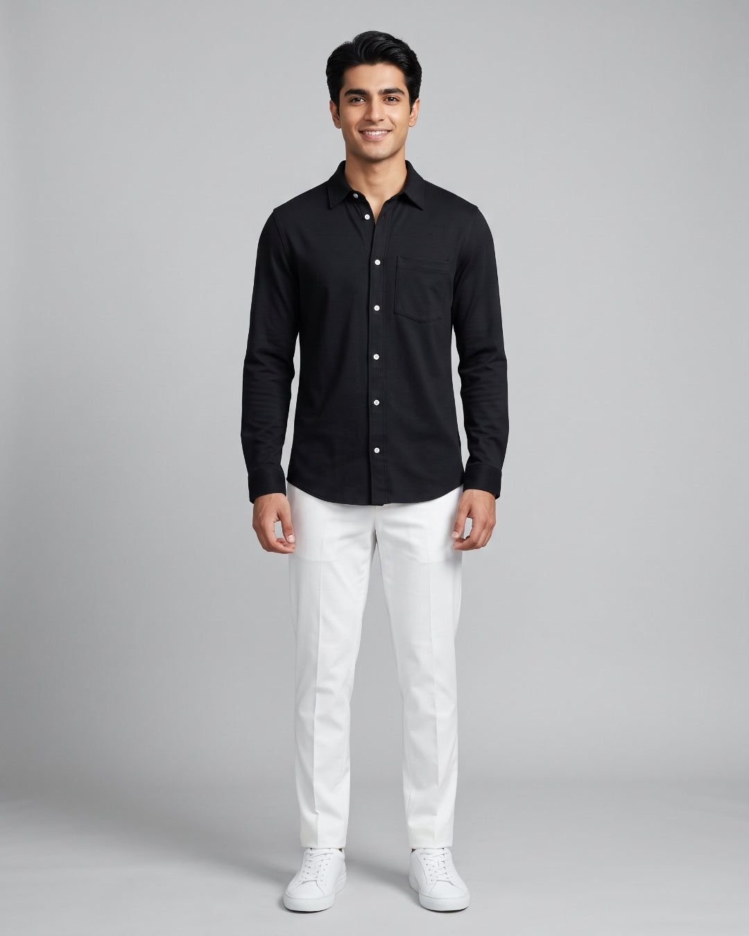 Relaxed Fit Black Button-Down Shirt