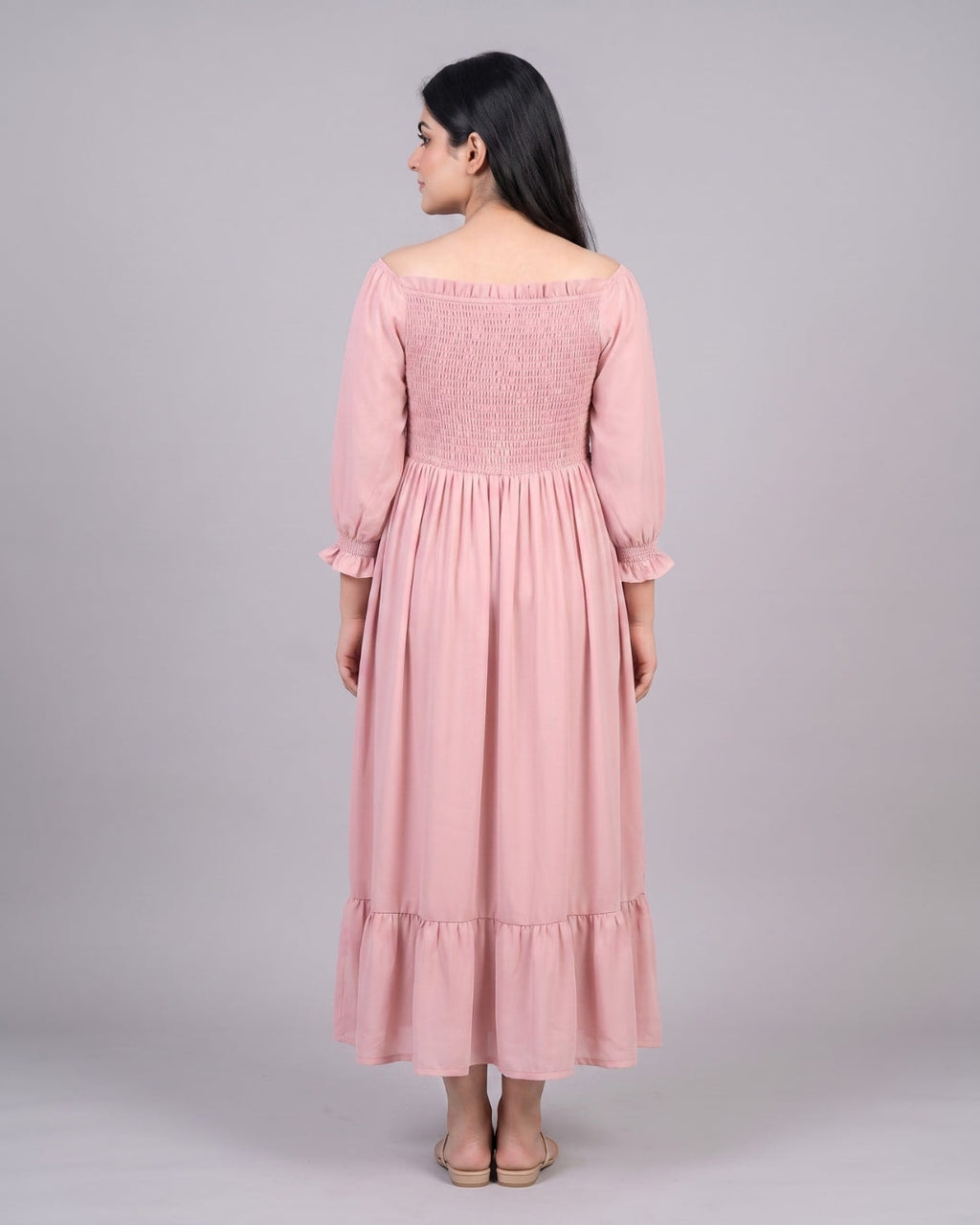 Off-Shoulder Ruffle-Hem Maxi