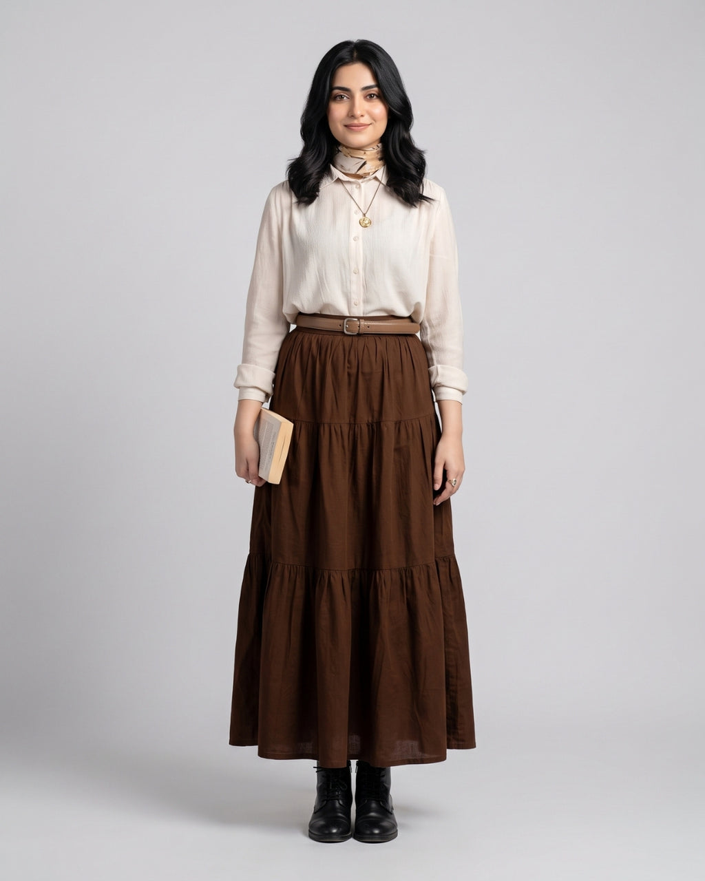 Chocolate Brown Boho Peasant Skirt