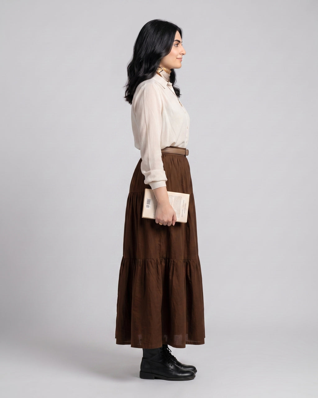 Chocolate Brown Boho Peasant Skirt