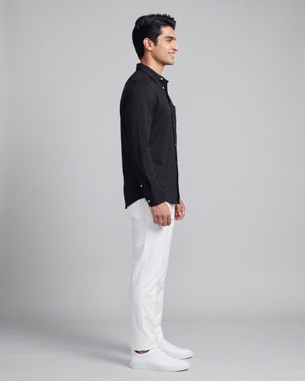 Relaxed Fit Black Button-Down Shirt