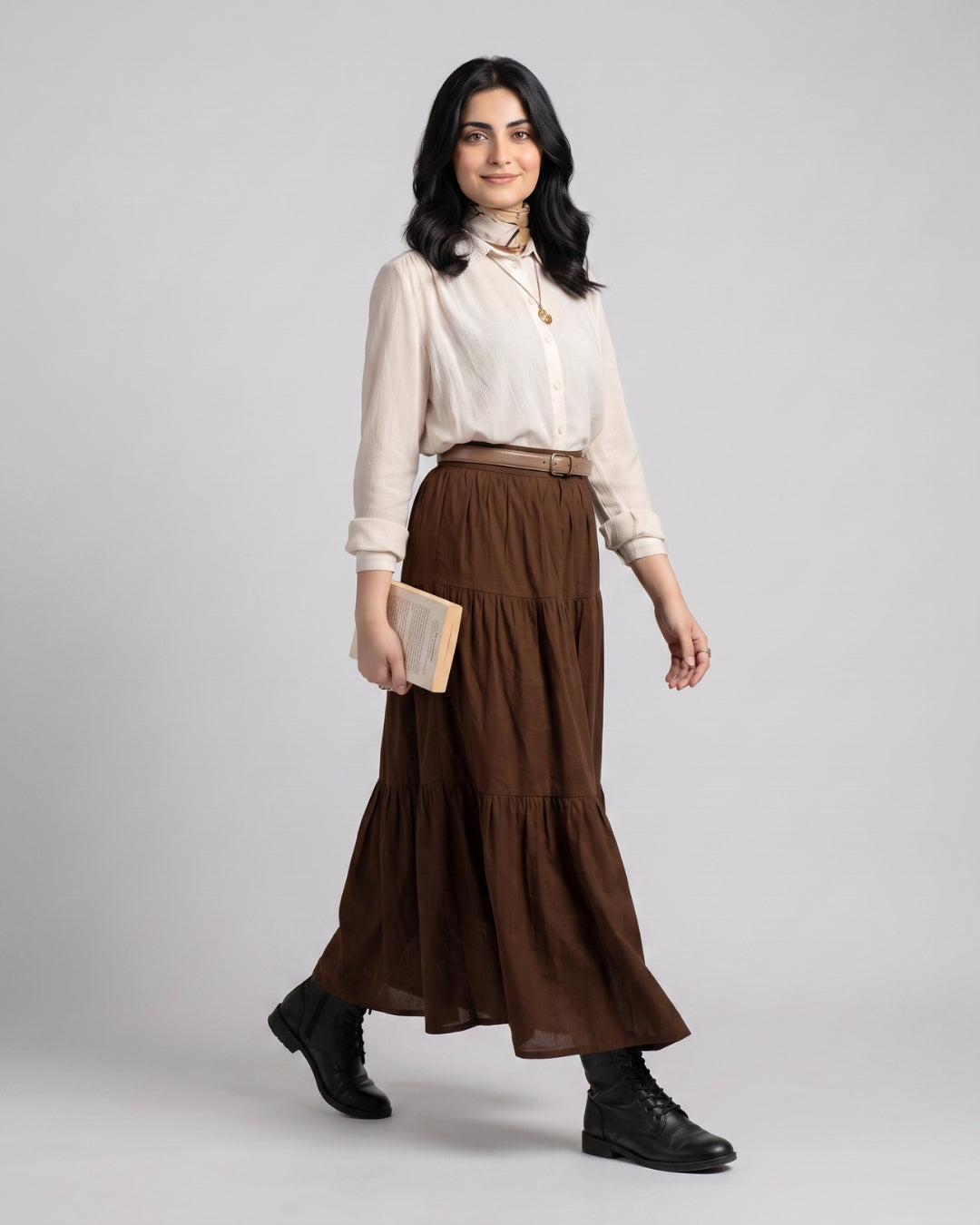 Chocolate Brown Boho Peasant Skirt