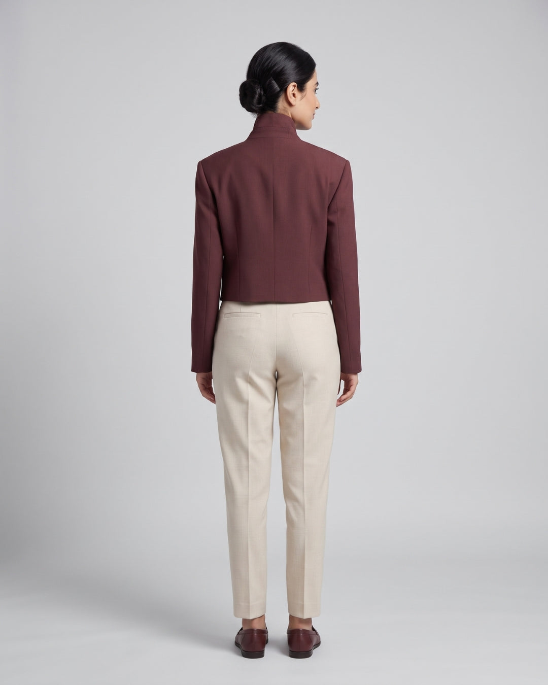 Structured Maroon Crop Blazer