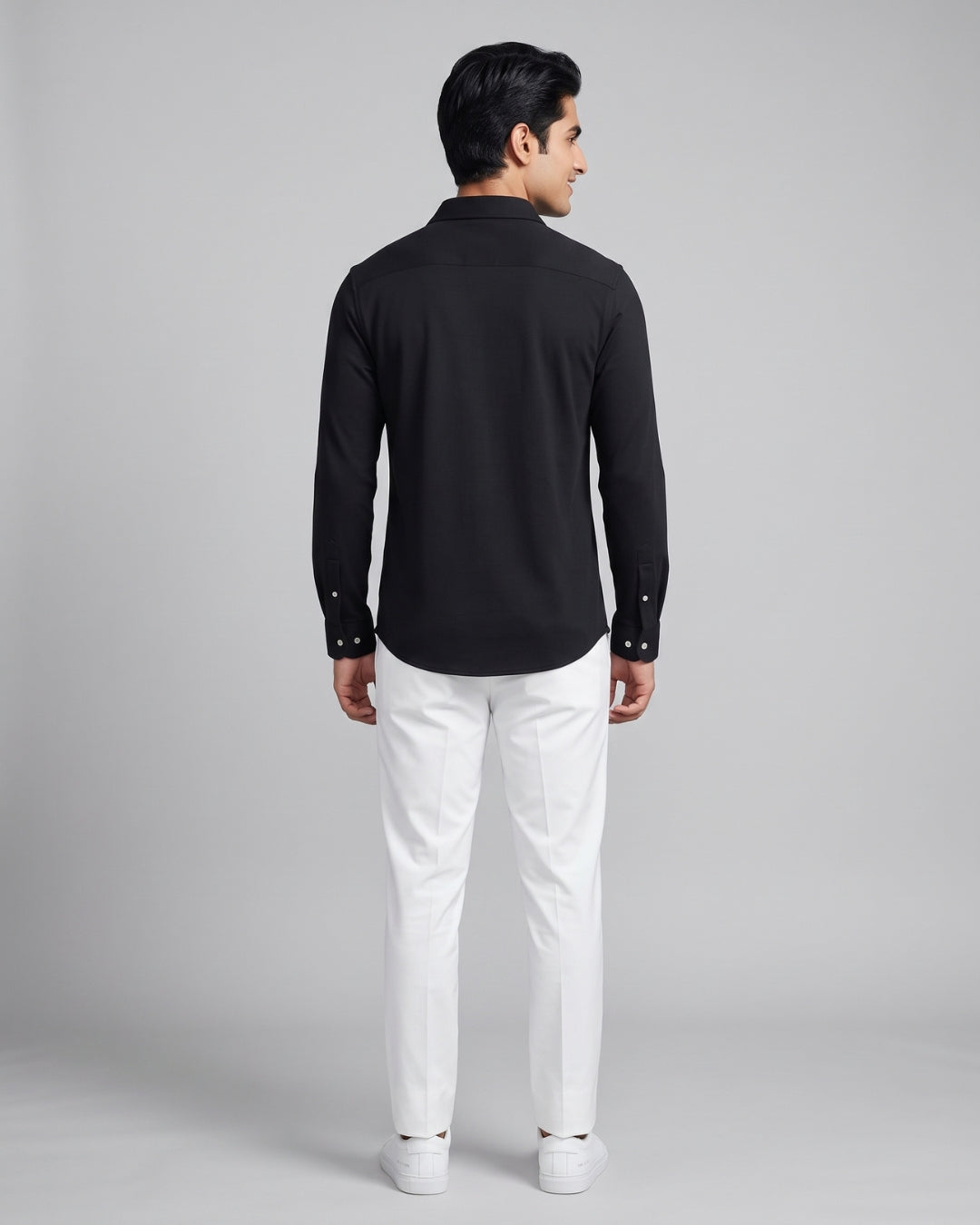Relaxed Fit Black Button-Down Shirt