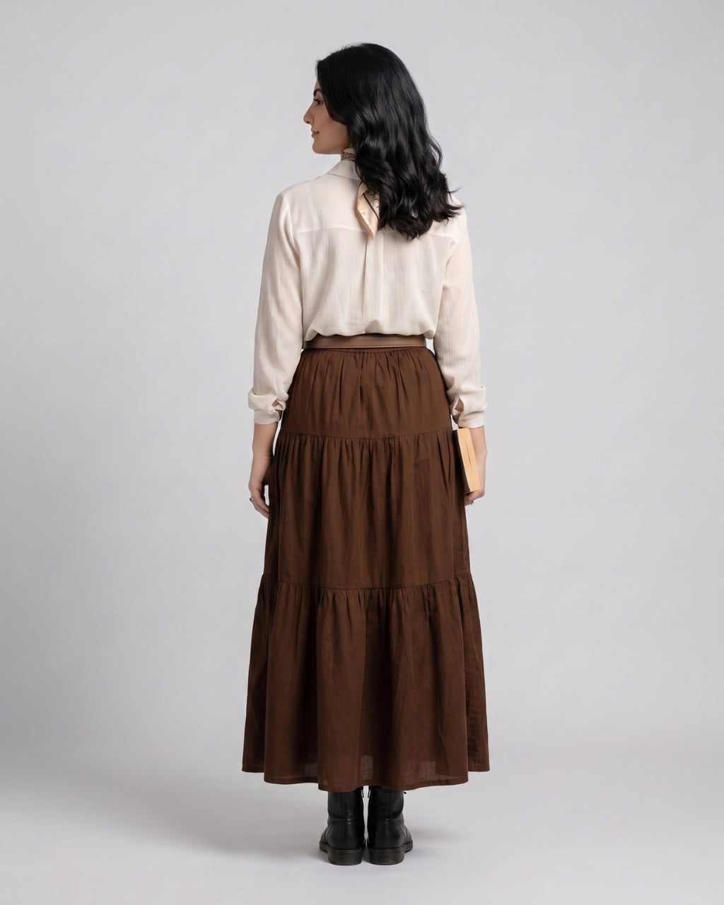Chocolate Brown Boho Peasant Skirt