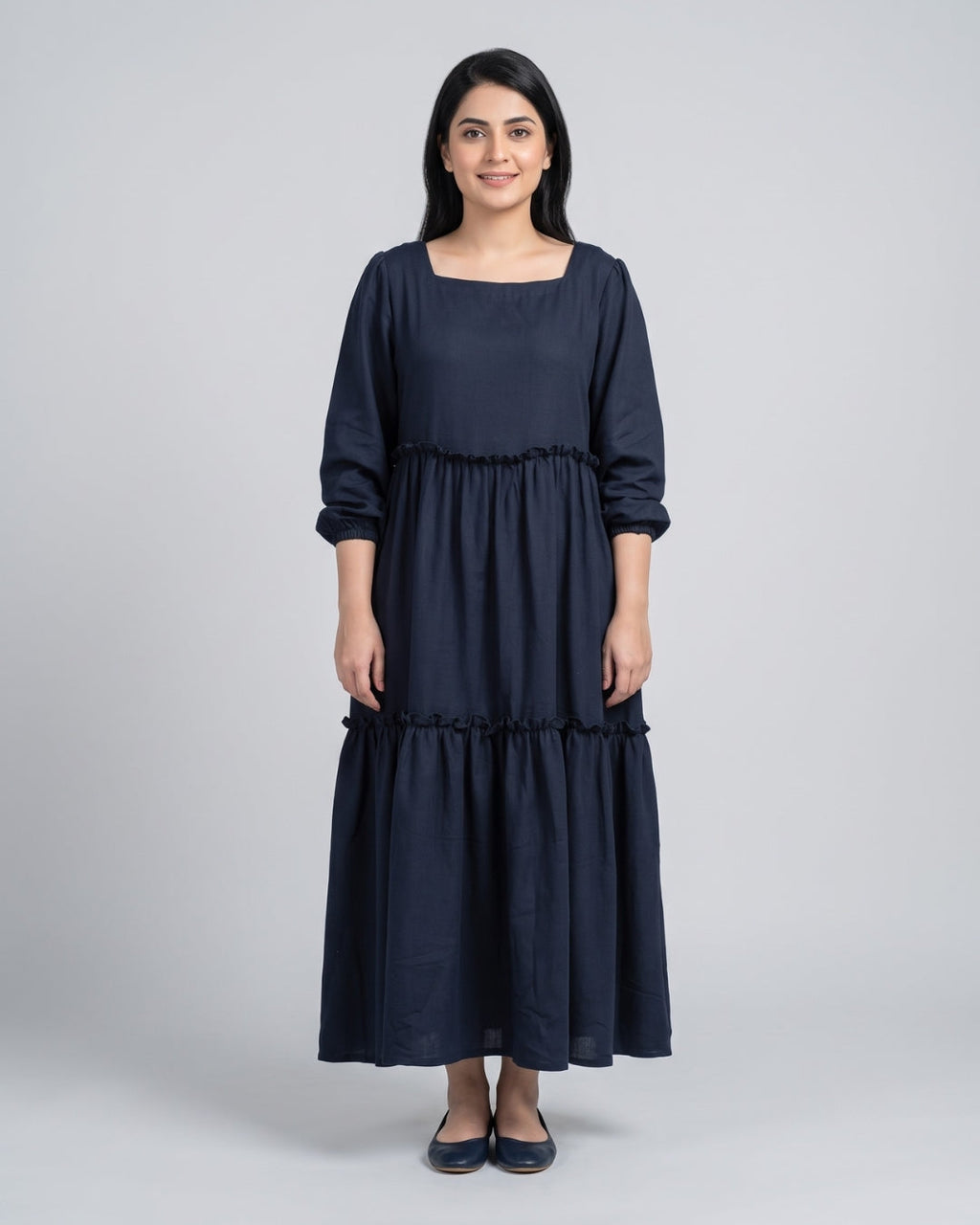 Square Neck Tiered Maxi Dress