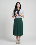 Forest Green Pleated Midi Skirt