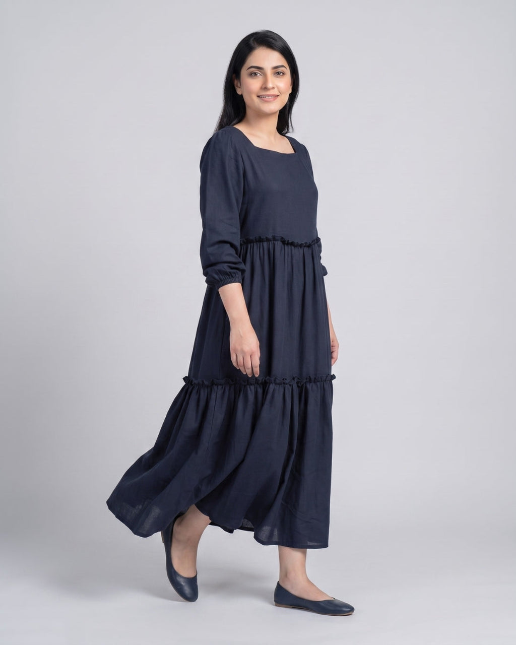 Square Neck Tiered Maxi Dress