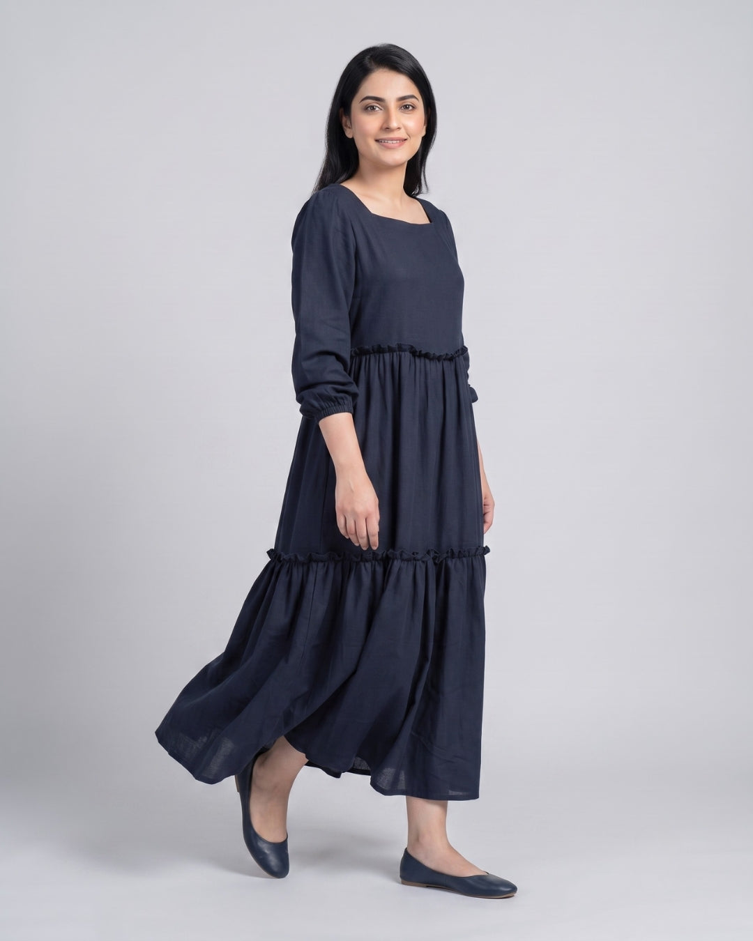 Square Neck Tiered Maxi Dress