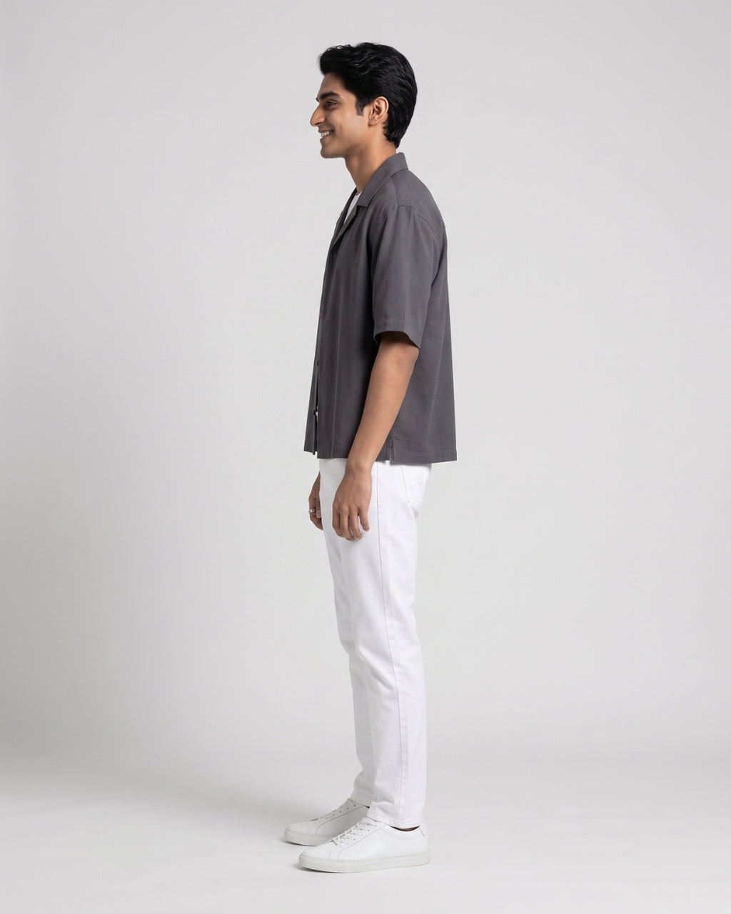 Classic Charcoal Short-Sleeve Camp Shirt