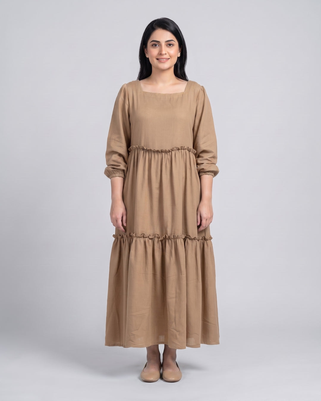 Square Neck Tiered Maxi Dress