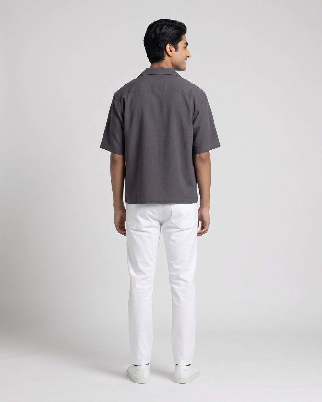 Classic Charcoal Short-Sleeve Camp Shirt