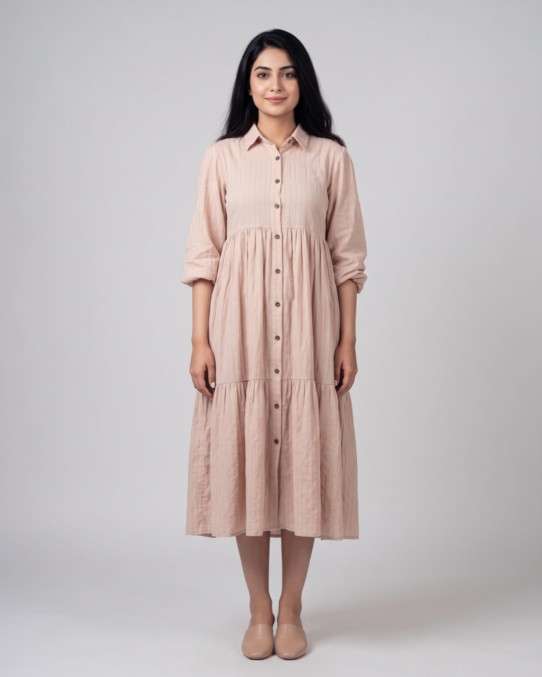Casual Long-Sleeve Flowy Dress