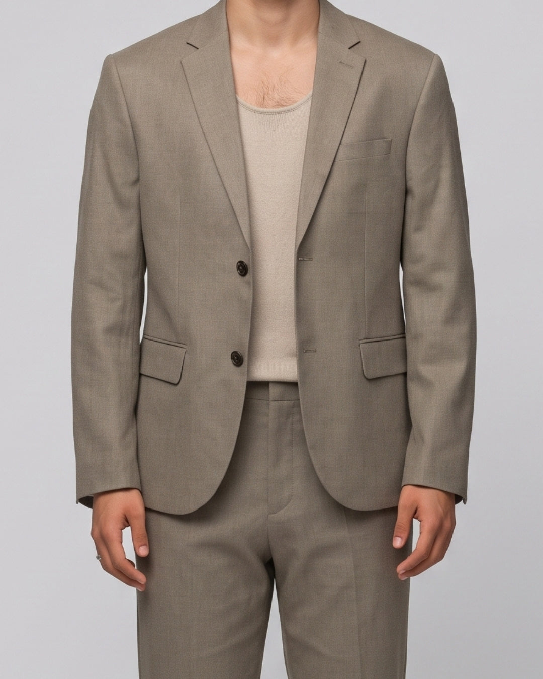 Classic Taupe Blazer and Trouser Set