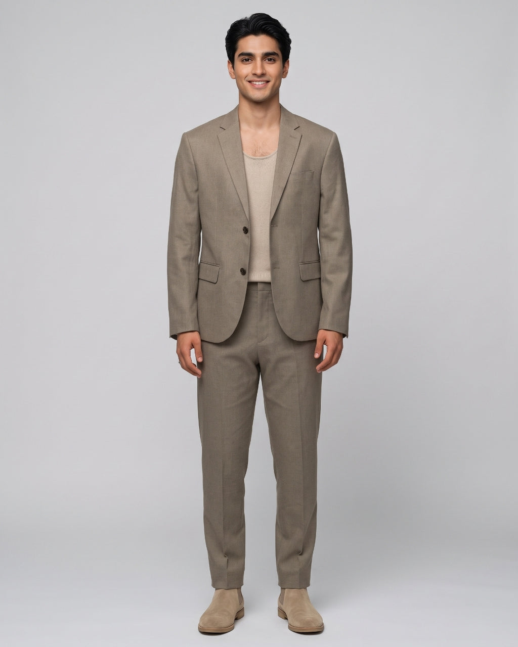 Classic Taupe Blazer and Trouser Set