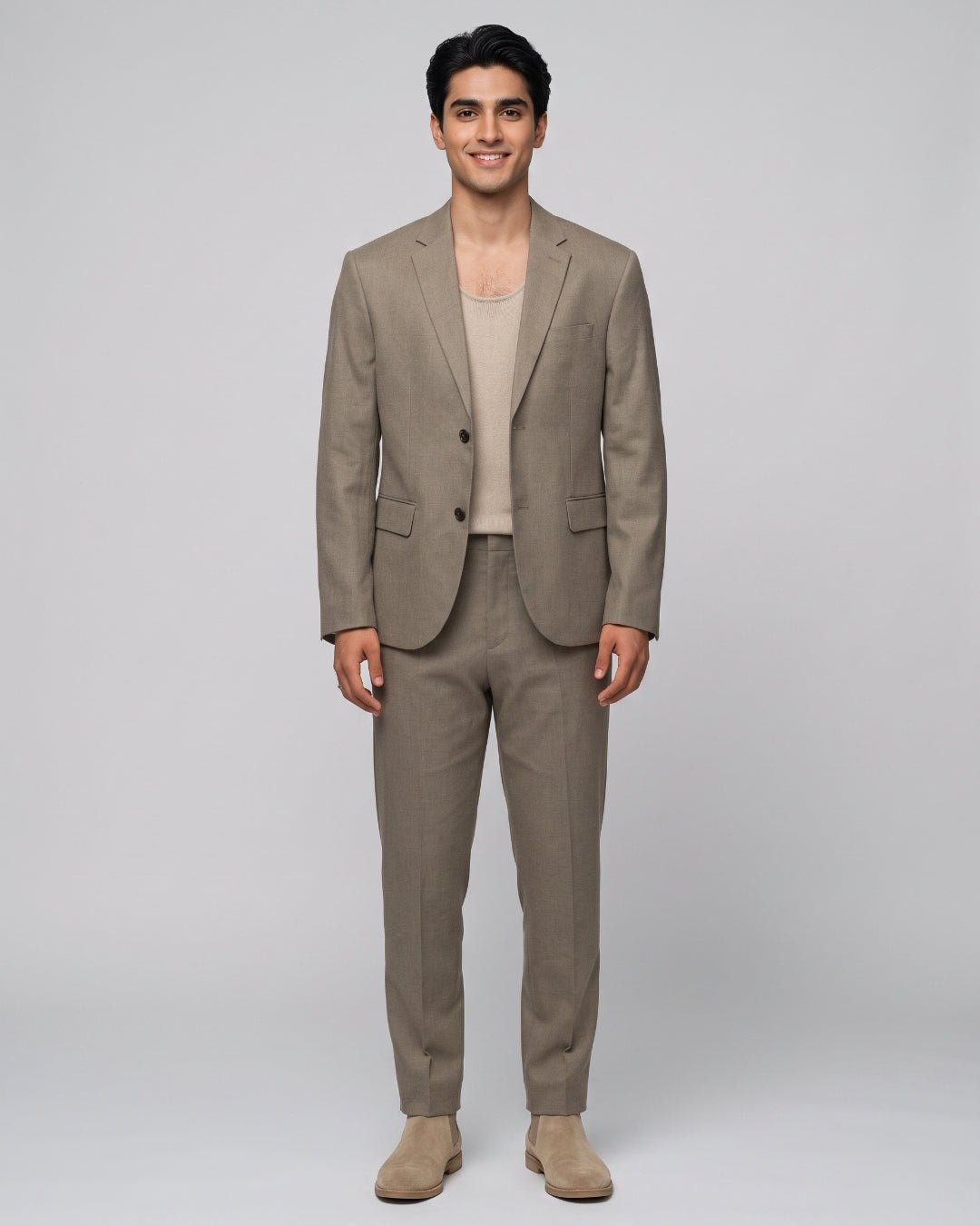 Classic Taupe Blazer and Trouser Set