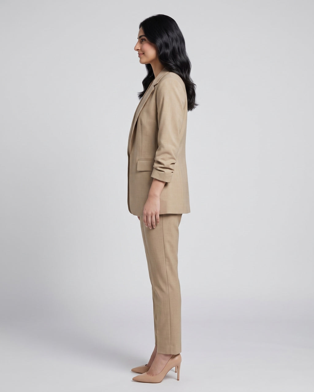 Professional Khaki Notch Lapel Blazer