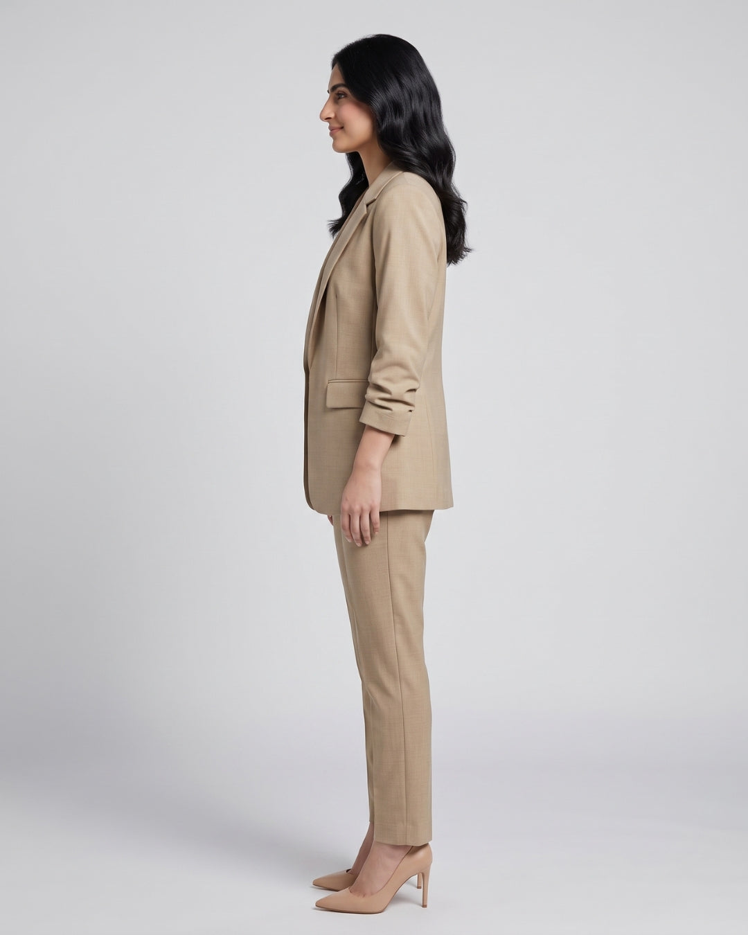 Professional Khaki Notch Lapel Blazer