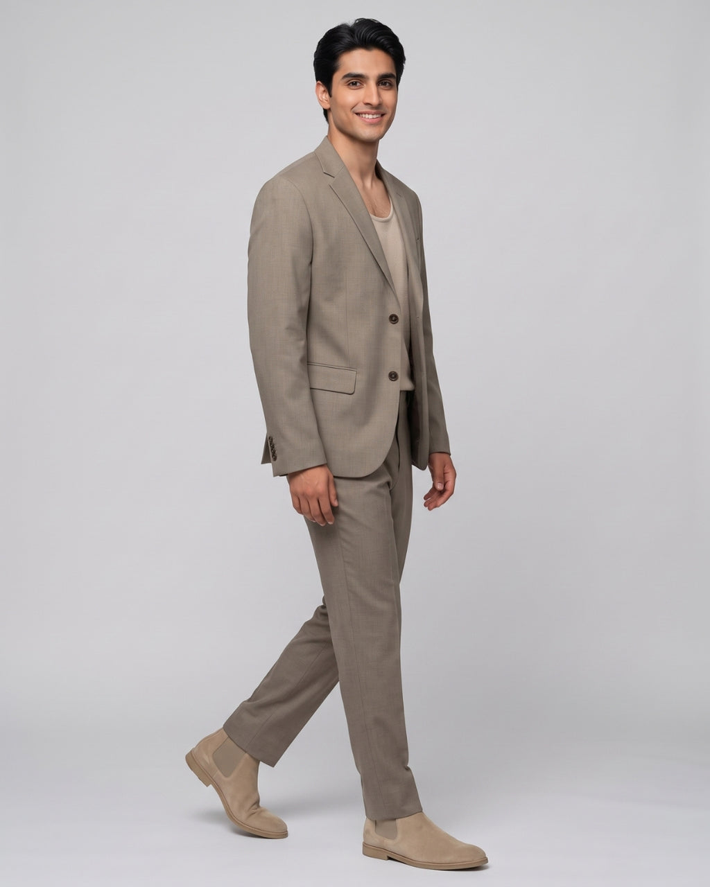 Classic Taupe Blazer and Trouser Set