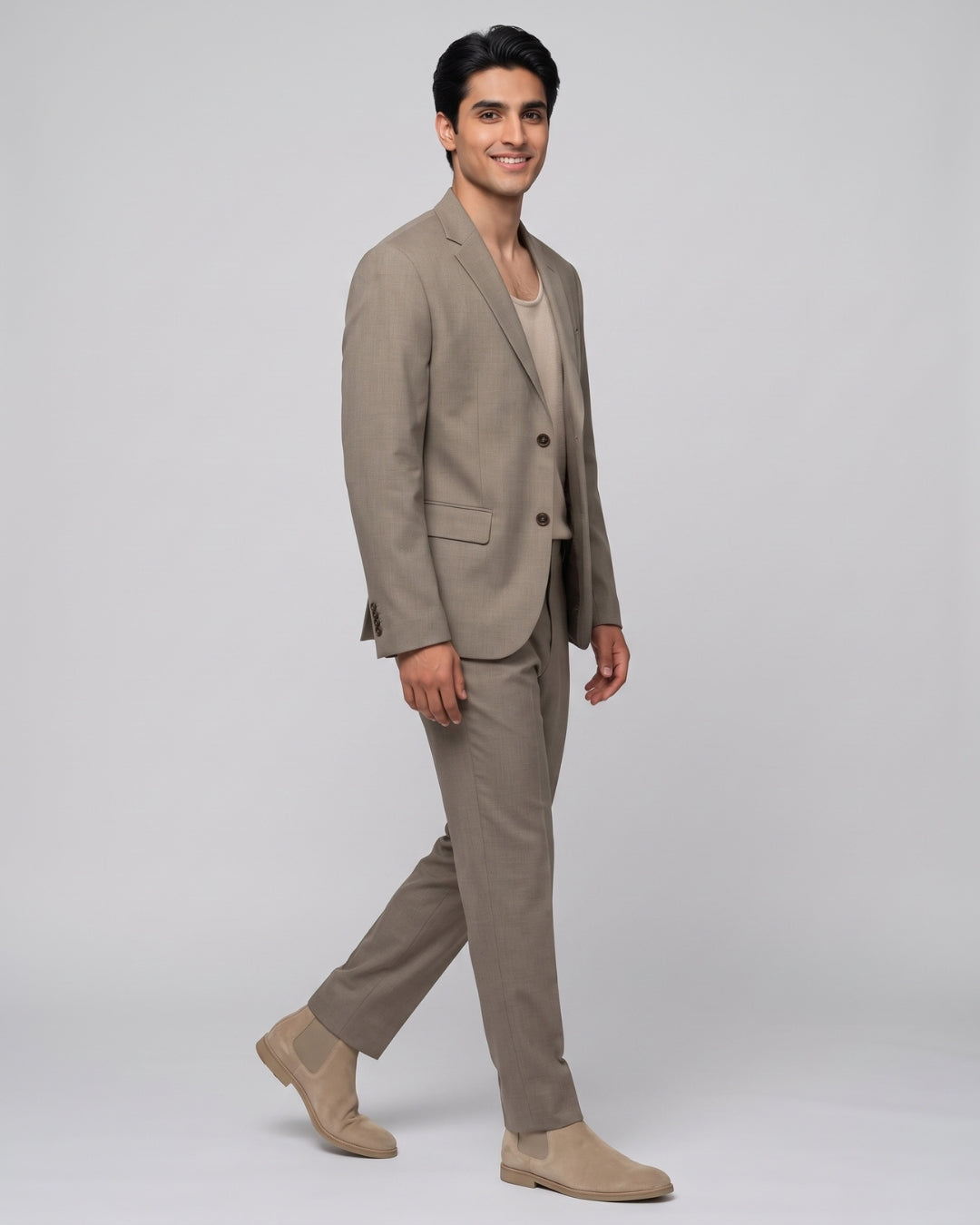 Classic Taupe Blazer and Trouser Set