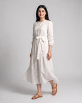 Textured Bell-Sleeve Maxi Dress