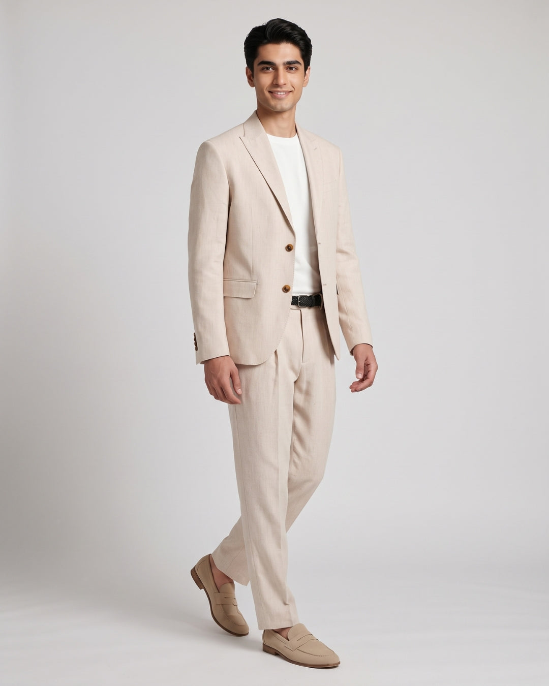 Essential Linen-Blend Blazer and Pants Set