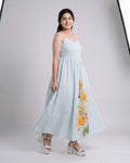 Striped Floral Accent Maxi Dress