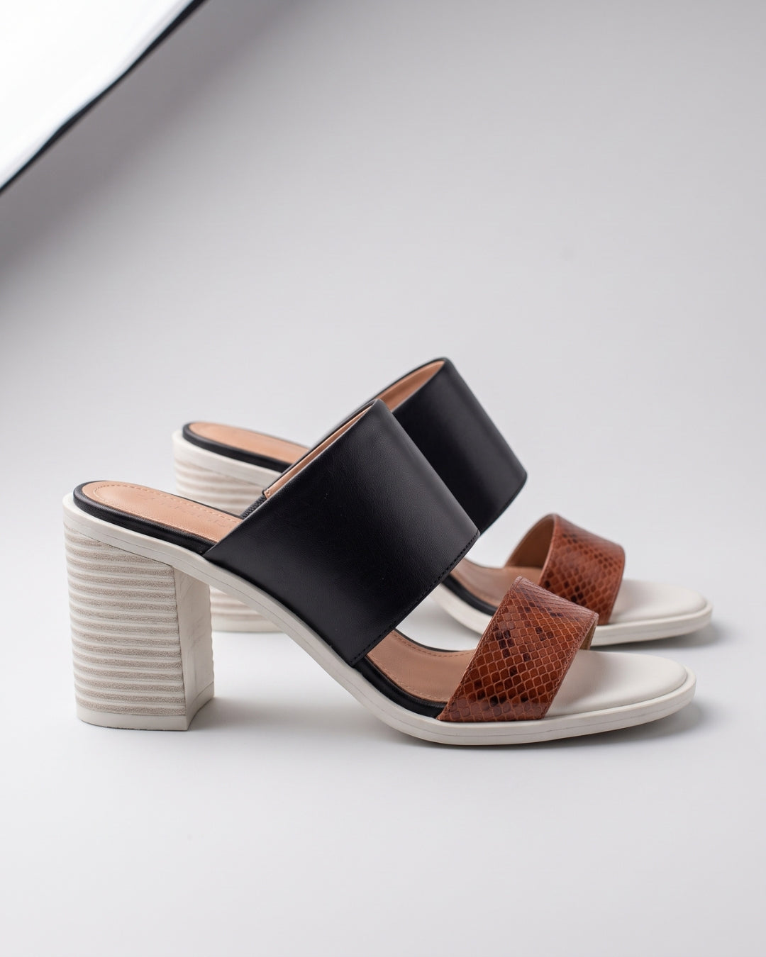 Classic Two-Tone Block Heel Mules