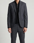 Classic Charcoal Plaid Blazer and Trouser Set