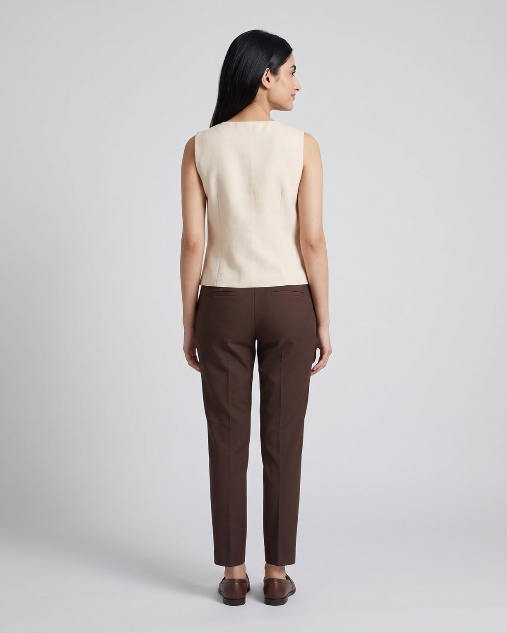 Button-Front Tailored Vest Blazer