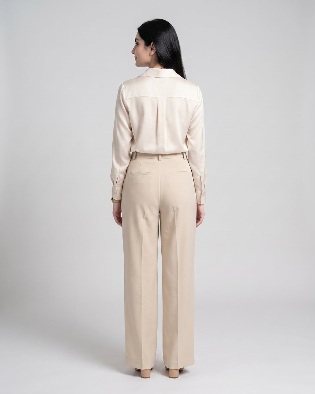 Tailored Beige Pleated Trousers