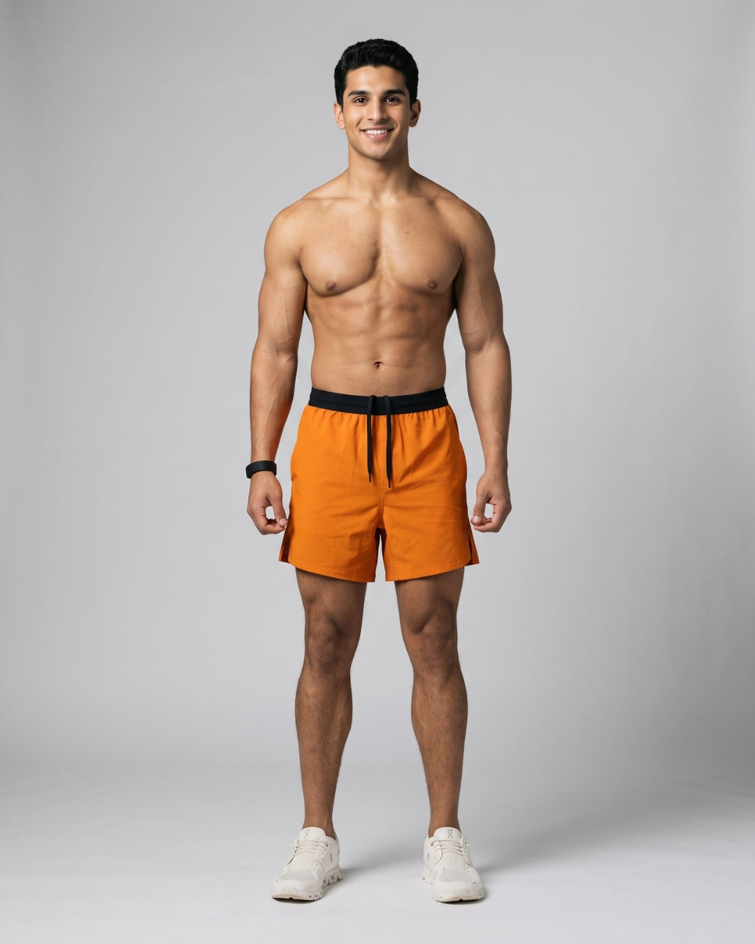 Vibrant Orange Athletic Drawstring Shorts