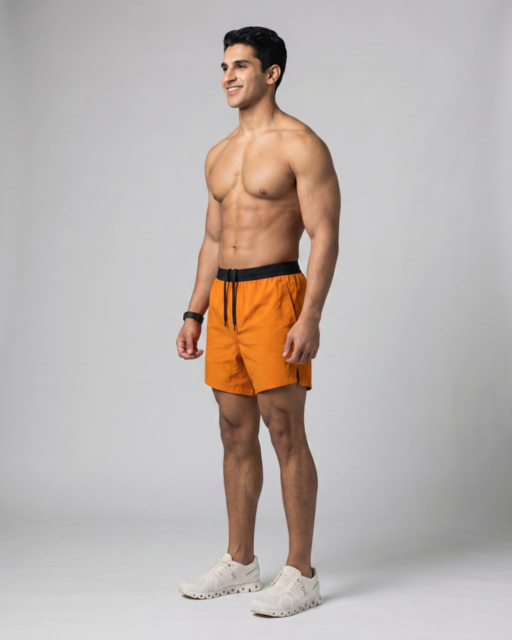 Vibrant Orange Athletic Drawstring Shorts